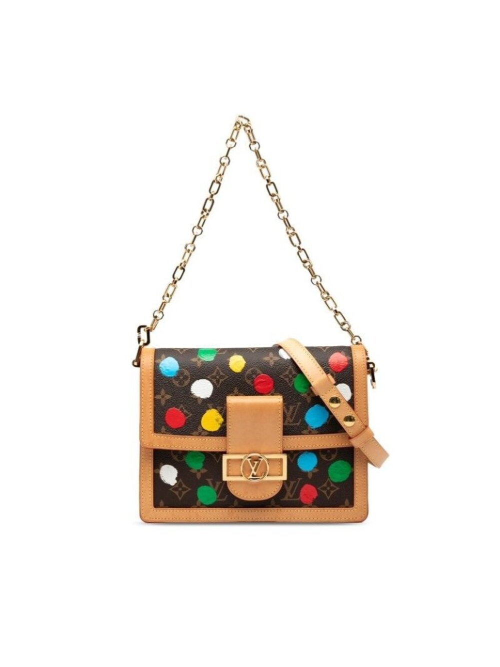 Louis Vuitton Yayoi Kusama Monogram Sac Dauphine MM Chain Handbag